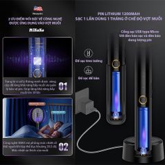 Vợt Bắt Muỗi MiKaKo V36D 3 In 1 - Thiết Bị Diệt Muỗi Thông Minh, Pin Sạc 1200mAh, Chống Giật, Đèn Bẫy Muỗi Tự Động