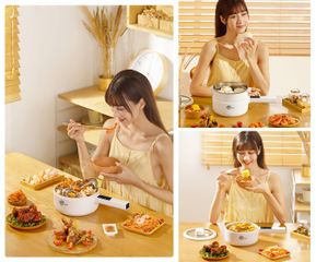 Nồi Lẩu Điện Đa Năng Mini Midimori Kèm Xửng Hấp – Hàng Chính Hãng