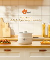 Nồi Lẩu Điện Đa Năng Mini Midimori Kèm Xửng Hấp – Hàng Chính Hãng