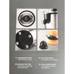 Máy Vắt Cam LocknLock 85W EJJ226BLK - Thiết Kế Hiện Đại, Thép Không Gỉ, Dễ Sử Dụng, Trung Bình Công Suất, Phụ Kiện Tháo Rời Vệ Sinh Dễ Dàng