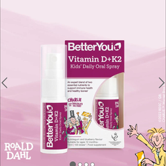 Xịt bổ sung Vitamin D3K2 (MK7) cho bé từ 1 tuổi - Better You UK, Hỗ trợ phát triển chiều cao và miễn dịch, Dạng xịt dễ dùng