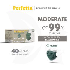 Khẩu trang y tế 3 lớp Perfetta Moderate (50 cái/ hộp) - Xanh Rêu