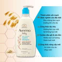 Sữa tắm gội yến mạch Aveeno Baby Wash & Shampoo 532ml - Mỹ