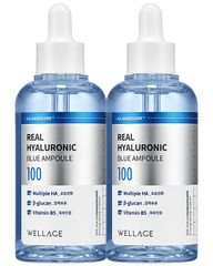 Set Serum Hydrating Wellage Real Hyaluronic Blue Ampoule 60ml + 60ml - Cấp Ẩm, Phục Hồi Da Căng Bóng, Dưỡng Ẩm Từ Hàn Quốc