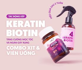 Combo Biotin & Keratin:Xịt MọcTóc Milaganics,Viên Uống Biotin Optimax