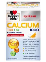 Viên Nhai Doppelherz Calcium 1000 D3 K2 Vị Cam, 60 Viên-Bổ sung canxi