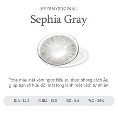 Kính Áp Tròng Eyesm Sephia Gray - Lens Xám Kiêu Sa Hàn Quốc - Phù Hợp Độ Cận 0-8 Độ, Chống UV, Bảo Vệ Mắt