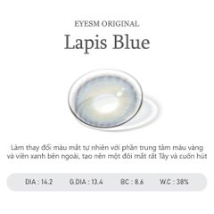 Kính áp tròng Eyesm Lapis Blue - Lens màu xanh nổi bật Cao Cấp Hàn Quốc, Phù hợp 0-8 độ, Chống UV, Bảo Vệ Mắt