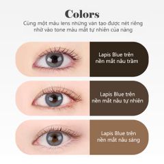 Kính áp tròng Eyesm Lapis Blue - Lens màu xanh nổi bật Cao Cấp Hàn Quốc, Phù hợp 0-8 độ, Chống UV, Bảo Vệ Mắt