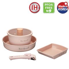 Bộ Nồi Ceramic Tiger Queen DCWCP-SET [5 Món] Chống Dính, Tay Cầm Rời, Dùng Bếp Từ, Bếp Gas - Đẹp Sang Trọng, Tiết Kiệm Nhiên Liệu