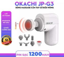 Súng Massage Cầm Tay OKACHI JP-G3 - Thiết Bị Massage Nhiệt 7 Đầu, Công Nghệ Nhật Bản, Giảm Đau Cơ và Thư Giãn Toàn Diện