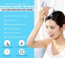 Máy Massage Đầu Cầm Tay Okachi Luxury JP-M210 - Thiết Bị Chăm Sóc Sức Khỏe 3D, Chống Thấm Nước, Đế Sạc Thông Minh, Hẹn Giờ Tự Động