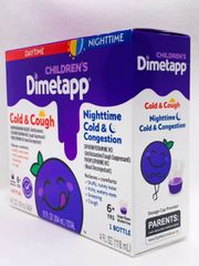 Siro Giảm Ho Cảm Cúm Cho Trẻ Em Dimetapp Day & Night 118ml - Tạo Hương Vị Nho Dễ Uống, 3 Chai Hỗ Trợ Giảm Nghẹt Mũi