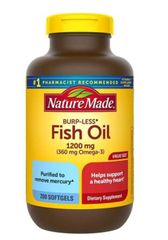 Viên Dầu Cá Omega 3 Nature Made Burp-Less 1200mg 200 Viên - Hỗ Trợ Tim Mạch và Phát Triển Não Bột - Sản Phẩm Từ Mỹ