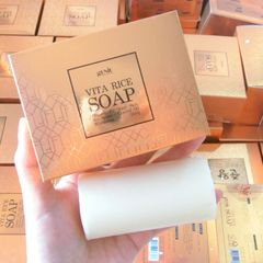 Xà Phòng Rửa Mặt Genie Vita Rice Soap Giúp Giảm Mụn, Làm Sáng Da, 200g - Mỹ Phẩm Hàn Quốc Chất Lượng Cao