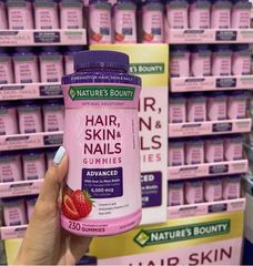 Kẹo dẻo Mọc Tóc Da Móng Nature's Bounty Hair Skin Nails Gummies 230 viên - Bổ sung Biotin, Vitamin A, C, E cho tóc khỏe và da đẹp