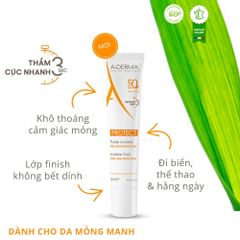 Kem Chống Nắng Aderma Protect Invisible Fluid SPF50+ 40mL - Bảo vệ da nhạy cảm, không vệt trắng, thẩm thấu nhanh, công nghệ Barriestolide®