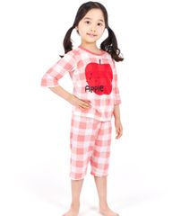Bộ ngủ pijama lửng cho bé Apple Check nhập khẩu Olomimi - Hàn Quốc