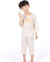 Bộ ngủ lửng cho bé Good day Check Yellow nhập khẩu Olomimi - Hàn Quốc