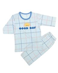 Bộ ngủ lửng cho bé Good day Check Blue nhập khẩu Olomimi - Hàn Quốc