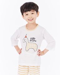 Bộ ngủ pijama lửng cho bé Yellow olo-line nhập khẩu Olomimi - Hàn Quốc