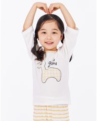 Bộ ngủ pijama lửng cho bé Yellow olo-line nhập khẩu Olomimi - Hàn Quốc