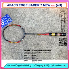 Vợt Cầu Lông Apacs EDGE SABER 7 New Red 4U - Vợt Dễ Điều Khiển, Đánh Phong Trào, Thiết Kế Màu Đỏ Sắc Sảo