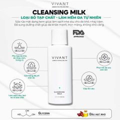 Sữa Rửa Mặt Dành Cho Da Nhạy Cảm Vivant Cleansing Milk 115ml - Dưỡng Ẩm, Chống Oxy Hóa, Giúp Da Mềm Mịn