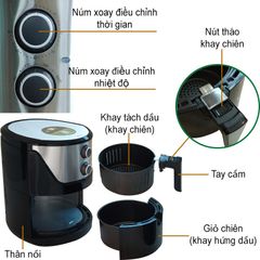 Nồi Chiên Không Dầu Viaicom V45A - Dung Tích 6 Lít, Công Suất 1400W, Tiết Kiệm Dầu Mỡ, Đa Chức Năng Nướng, Chiên, Hấp, Sấy Thực Phẩm