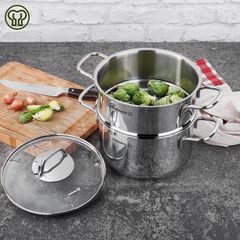 Bộ Nồi Xửng Hấp Inox 18/10 Korkmaz Perla 20cm & 24cm - Đa Năng, Tiện Lợi, Cao Cấp, Thổ Nhĩ Kỳ, Chống Gỉ, Dễ Vệ Sinh
