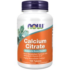 Viên Uống Bổ Sung Canxi Citrate Now Foods - Hỗ Trợ Xương Khớp Chắc Khỏe, Giảm Đau Nhức, 100 Viên USA