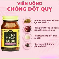 Viên uống Natto Kinase Orihiro 4000Fu Nhật Bản - Hỗ trợ tim mạch, tăng cường lưu thông máu và sức khỏe não bộ