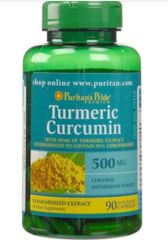 Tinh Nghệ Curcumin 500mg Puritan's Pride - Hỗ Trợ Tiêu Hóa, Giảm Đau Dạ Dày, Làm Đẹp Da, 90 Viên Mỹ