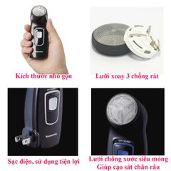 Máy cạo râu lưỡi xoay Panasonic ES-KS30 - Thiết kế nhỏ gọn, sạc pin tiện lợi và lưỡi titanium siêu sắc bén.