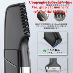 Máy cạo râu sạc Pin Vellope Nhật Bản 3 in 1 - Cắt tóc, tỉa lông cơ thể, chống nước, chuyên nghiệp, tiện lợi
