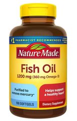 Viên uống Dầu Cá Omega 3 Nature Made 1200mg (360mg DHA/viên) - Hỗ trợ sức khỏe tim mạch và thị lực, 100 viên Mỹ