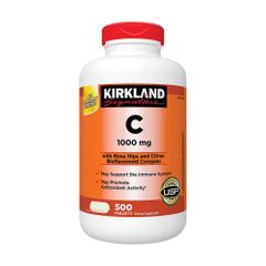 Viên uống Vitamin C 1000mg Kirkland 500 viên - Tăng cường miễn dịch, hỗ trợ làm đẹp da, bổ sung collagen từ Mỹ