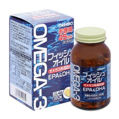 Dầu Cá Omega 3 EPA & DHA Orihiro Nhật Bản Hộp 180 Viên - Bổ Mắt, Tăng Cường Trí Não, Giảm Mệt Mỏi, Giúp Cơ Thể Khỏe Mạnh