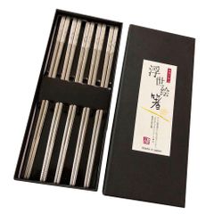 Set 5 đôi đũa họa tiết inox 304 đặc ruột Nhật Bản