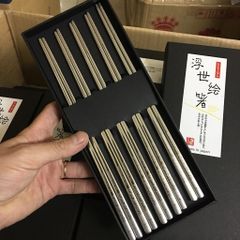 Set 5 đôi đũa họa tiết inox 304 đặc ruột Nhật Bản