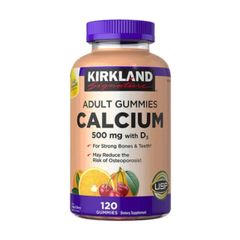 Kẹo Dẻo Vitamin D3 và Canxi Kirkland Signature 500mg - Hỗ Trợ Xương, 120 Viên Gummies Thảo Dược Mỹ