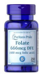 Viên Uống Bổ Máu Puritan's Pride Folate 666mcg DFE 250 Viên - Hỗ Trợ Thiếu Máu, Tăng Cường Sức Khỏe Tim Mạch cho Phụ Nữ Mang Thai
