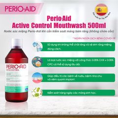 Nước Súc Miệng Perio Aid Active Control 500mL - Kháng Khuẩn Ngăn Ngừa Mảng Bám và Viêm Nướu, Giải Pháp Chăm Sóc Răng Miệng Hiệu Quả.