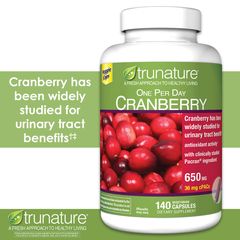 Viên Uống Hỗ Trợ Sức Khỏe Nam Giới Trunature Cranberry 650mg - 140 Viên Giúp Cải Thiện Đường Tiết Niệu và Tăng Cường Miễn Dịch