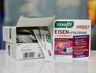 Bột Sắt Tự Tan Taxofit Eisen + Vitamin C - 20 Gói Giúp Bổ Máu và Tăng Cường Sức Đề Kháng - Hàng Đức Chính Hãng