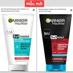 Sữa Rửa Mặt Garnier Hautklar 3in1 Cho Da Mụn - Tẩy Da Chết & Đắp Mặt Nạ 150ml - Sản Phẩm Chăm Sóc Da Hiệu Quả Từ Đức