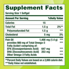 Dầu cá Omega 3 Nature's Bounty 1400mg 130 viên - Hỗ trợ tim mạch & sáng mắt, chất lượng Mỹ