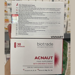 Viên Uống Giảm Mụn Biotrade Acnaut - Thực Phẩm Chức Năng Giúp Kiểm Soát Dầu, Cải Thiện Da Mụn, 30 Viên