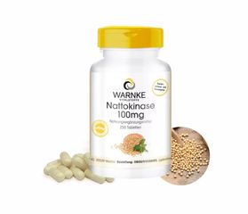 Viên uống Warnke Nattokinase 100mg - Phòng ngừa tai biến, hỗ trợ trị đột quỵ, 250 viên hữu cơ, không chứa gluten và lactose