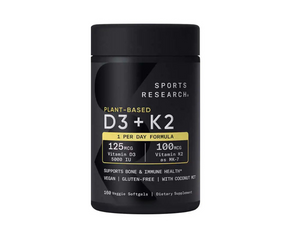 Viên Hỗ Trợ Xương Khớp Vitamin D3 + K2 Sports Research 160 Viên - Tăng Cường Hấp Thụ Canxi và Duy Trì Sức Khỏe Xương Răng